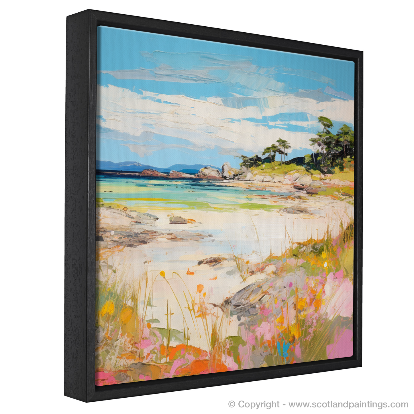 Painting and Art Print of Arisaig Beach, Arisaig in summer entitled "Arisaig Beach: Summer Serenity in Scotland".