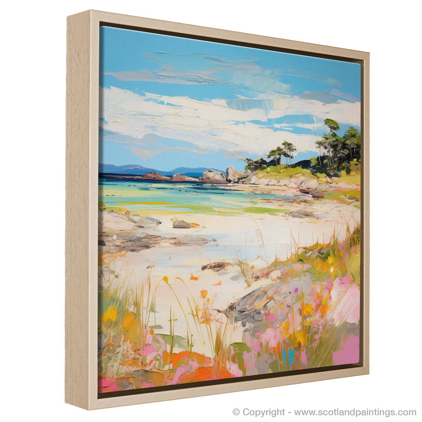 Painting and Art Print of Arisaig Beach, Arisaig in summer entitled "Arisaig Beach: Summer Serenity in Scotland".