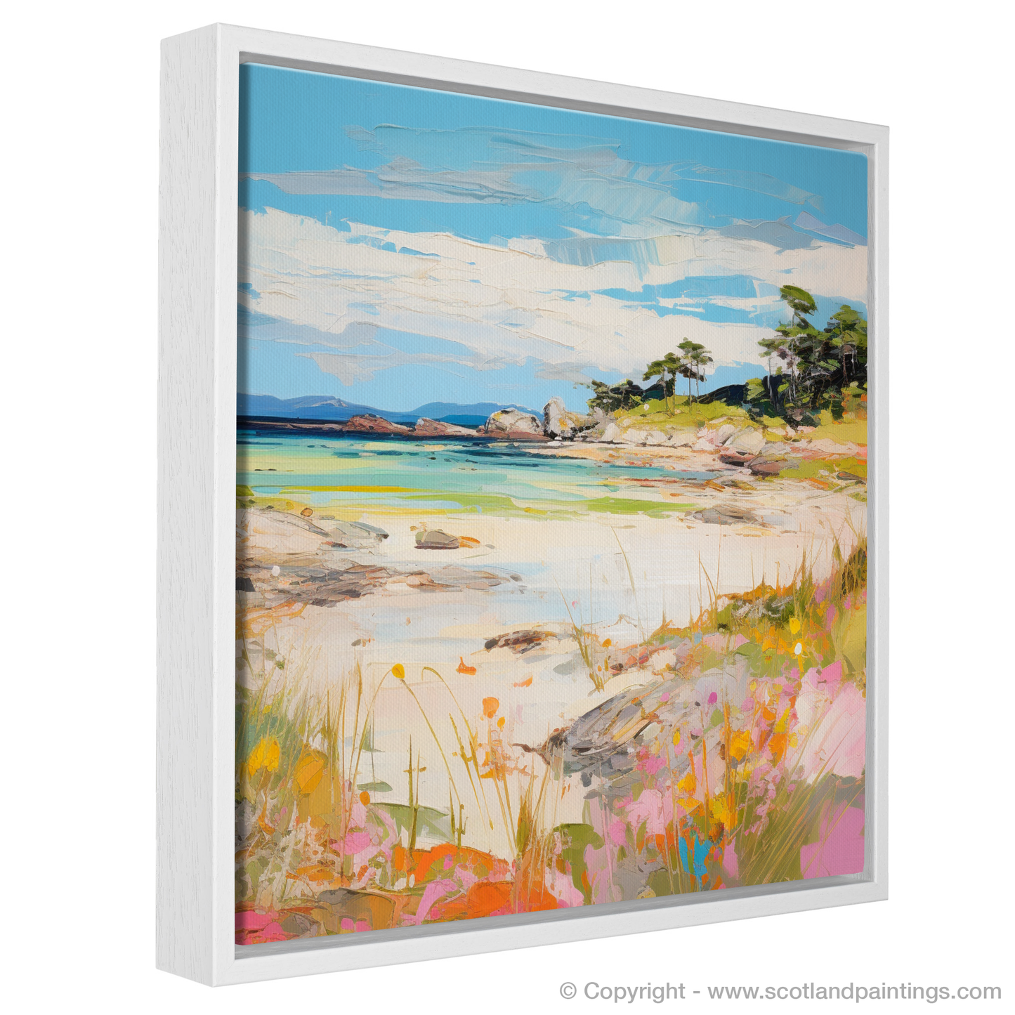 Painting and Art Print of Arisaig Beach, Arisaig in summer entitled "Arisaig Beach: Summer Serenity in Scotland".