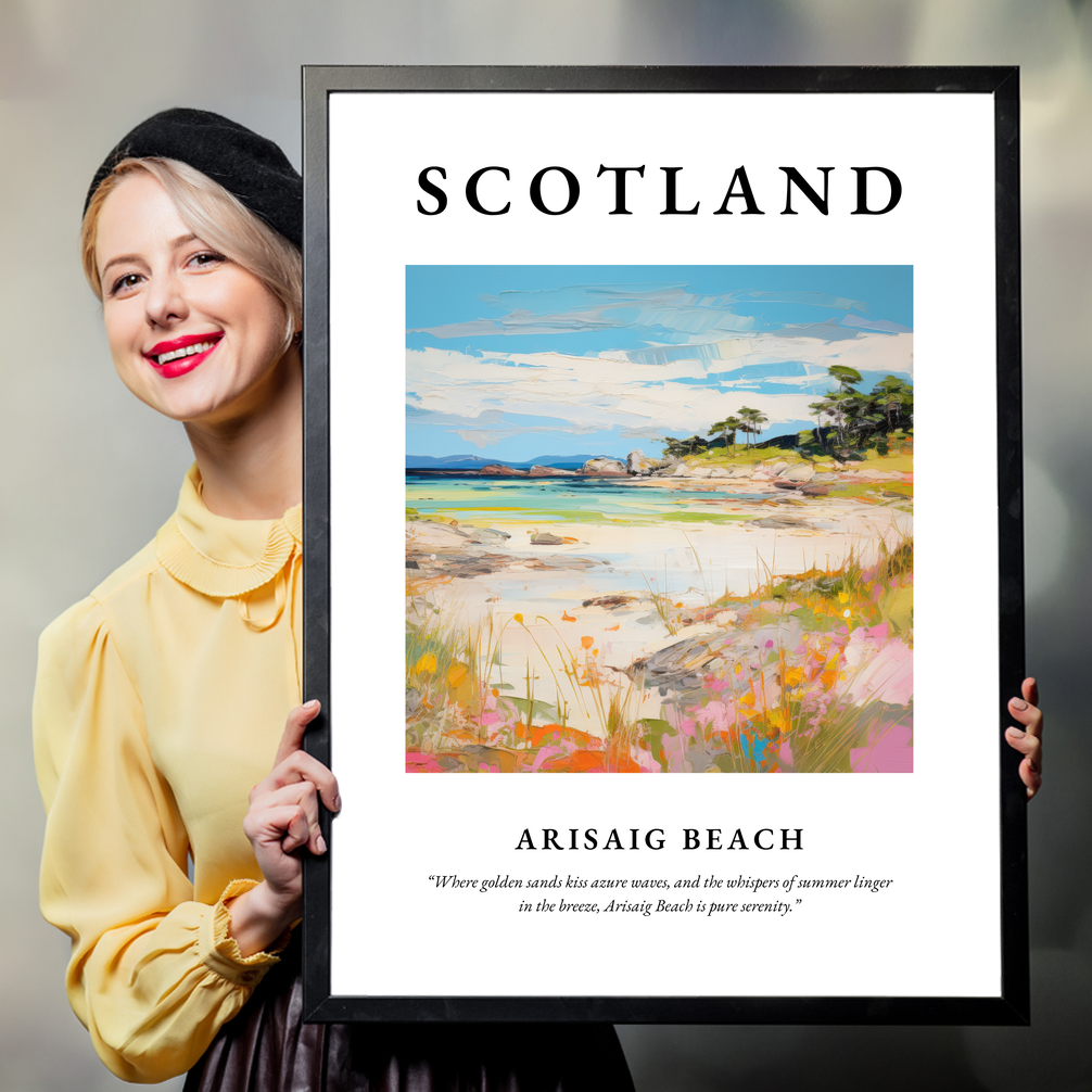 Person holding a poster of Arisaig Beach