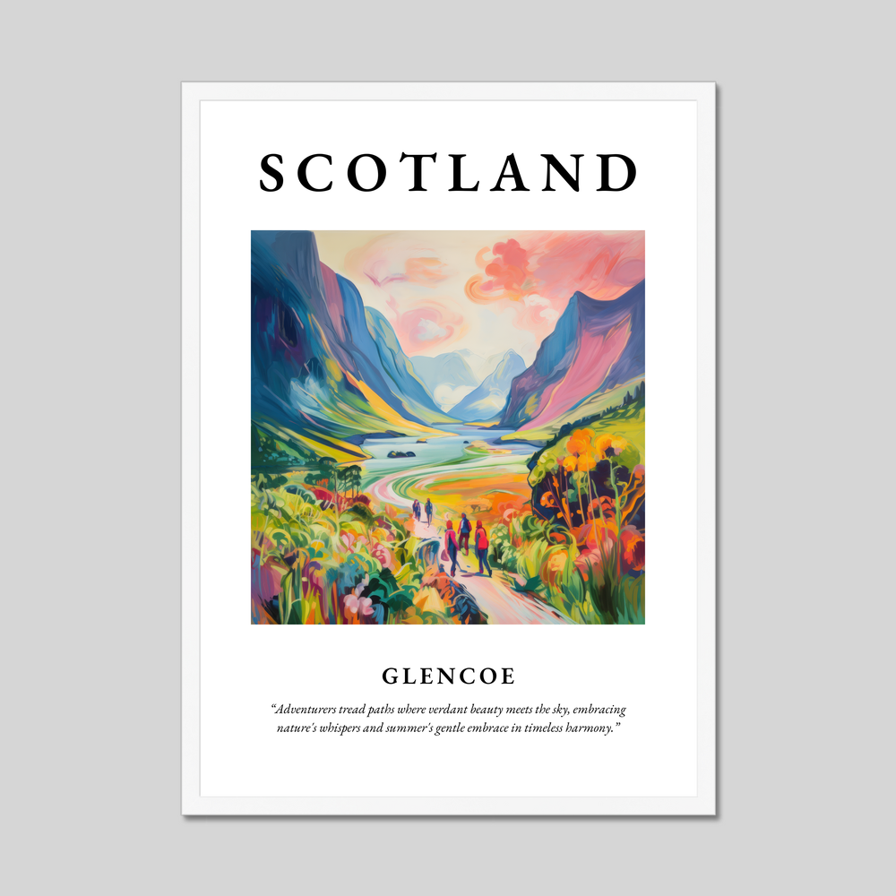 Poster in a white frame with the word Scotland