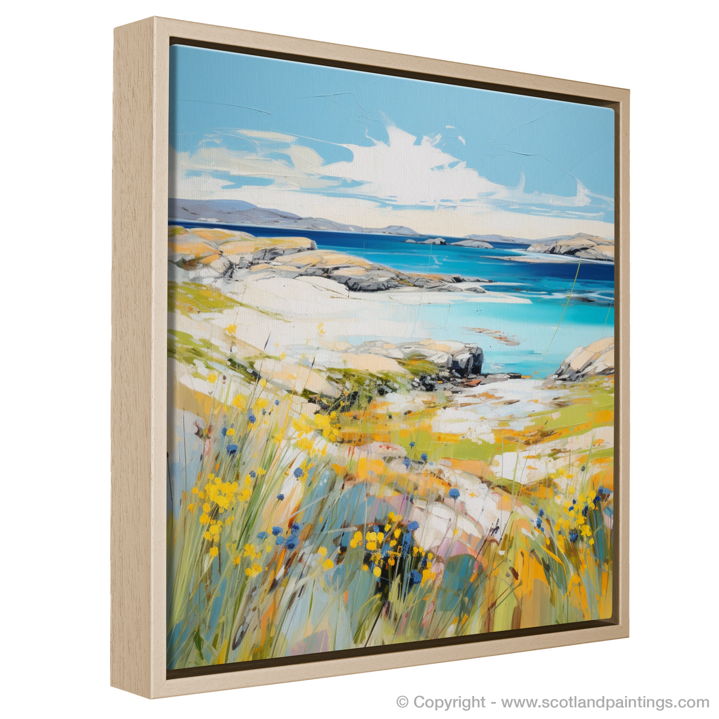 Painting and Art Print of Isle of Harris, Outer Hebrides in summer entitled "Serene Summer Splendour: Isle of Harris Escape".