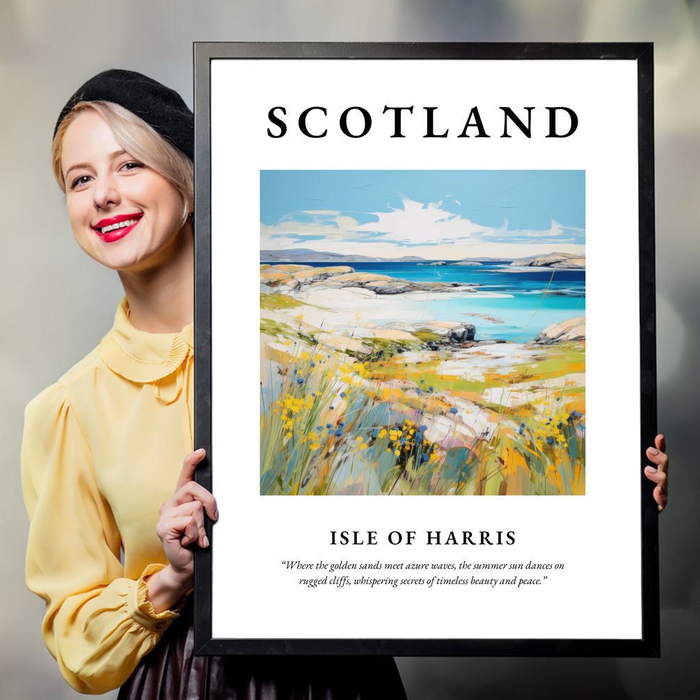 Person holding a poster of Isle of Harris