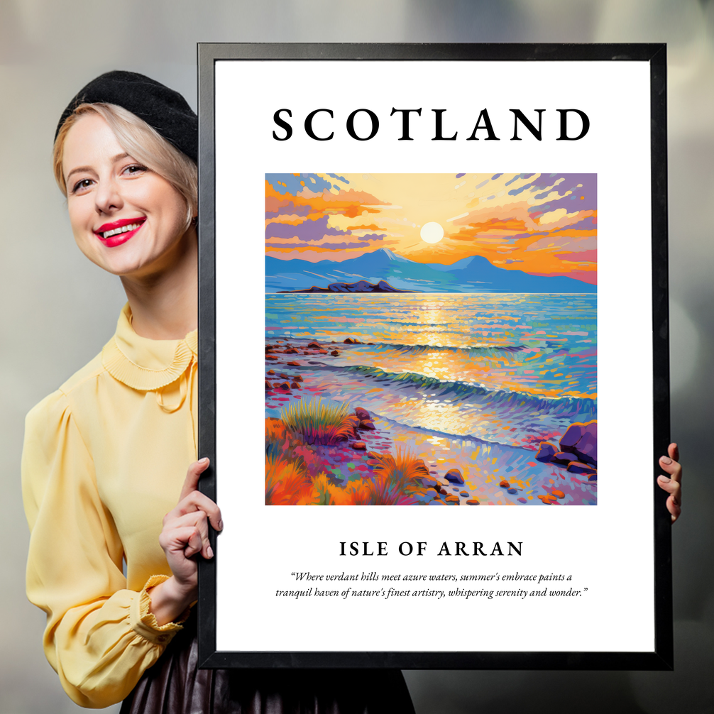 Person holding a poster of Isle of Arran