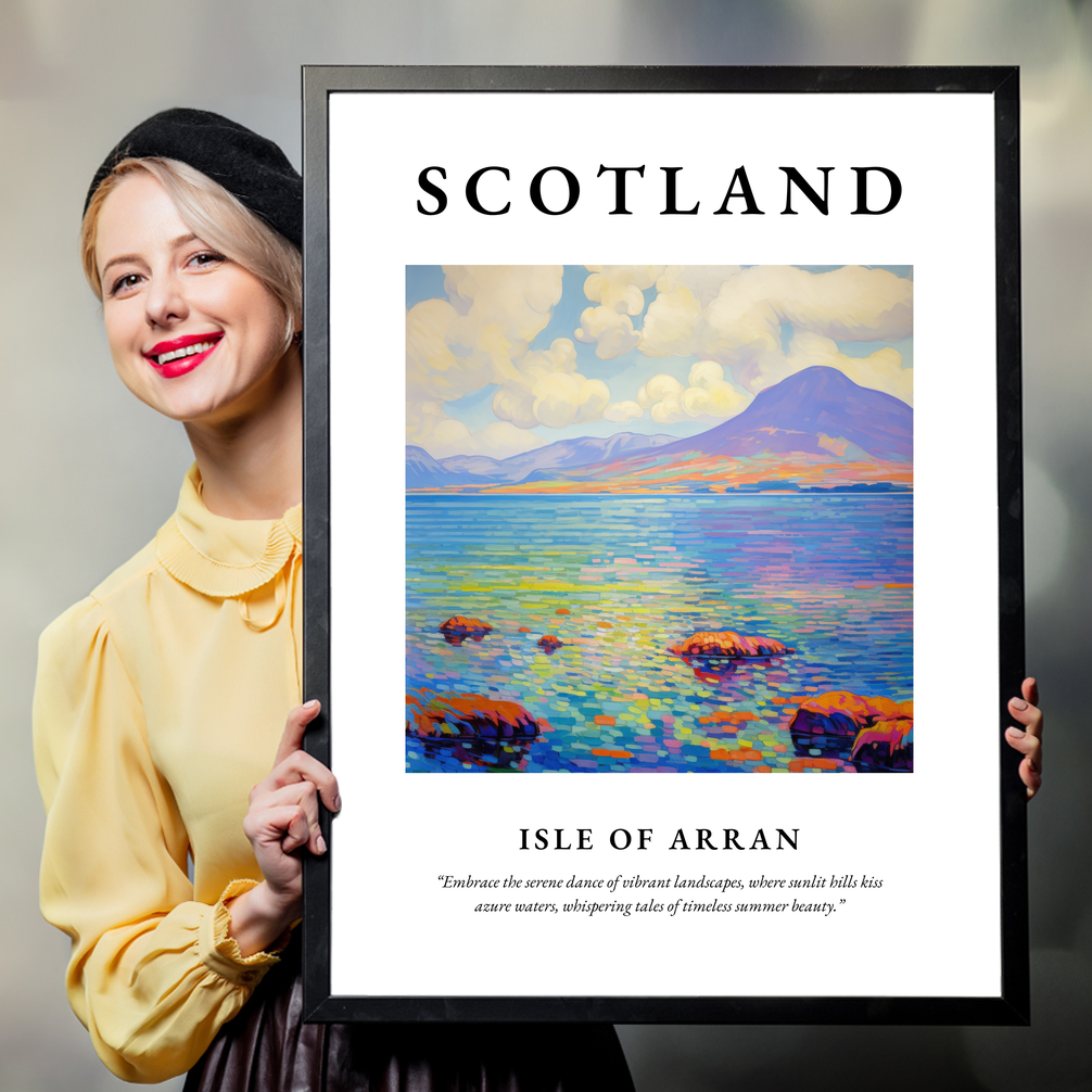 Person holding a poster of Isle of Arran