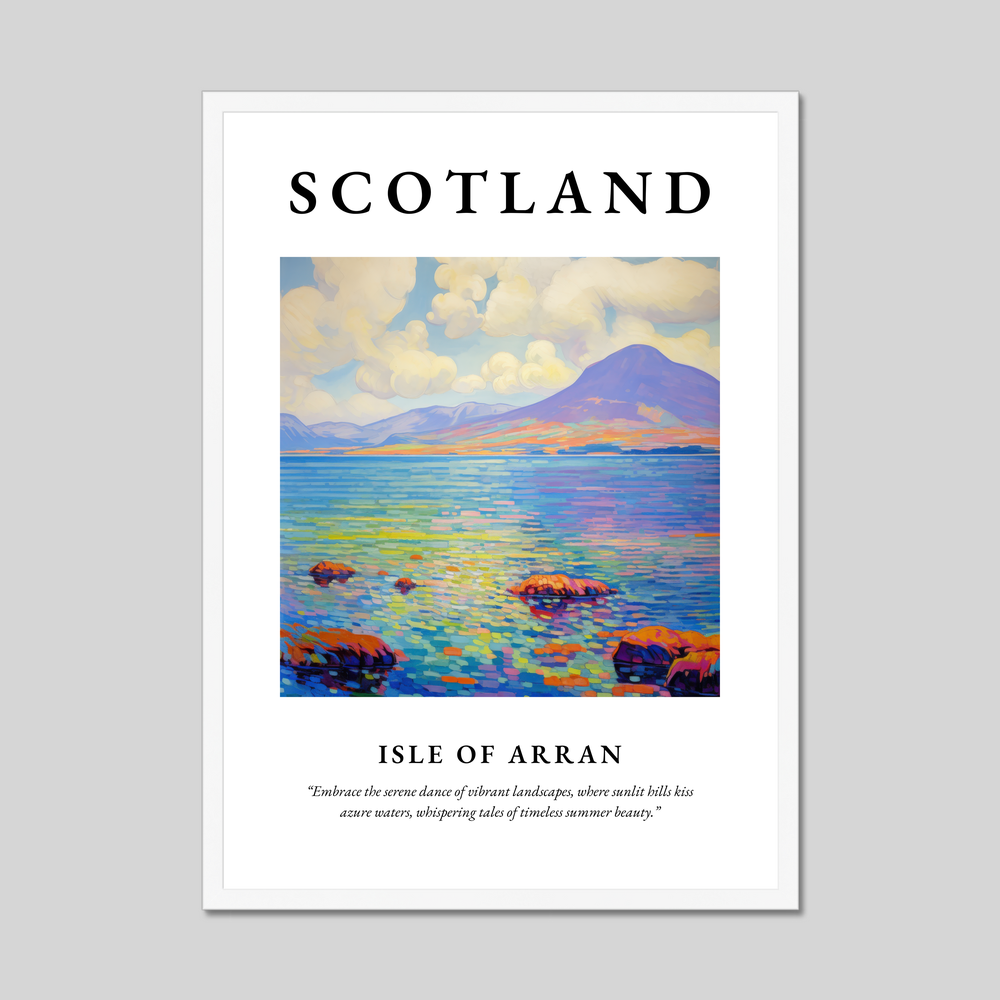 Poster in a white frame with the word Scotland