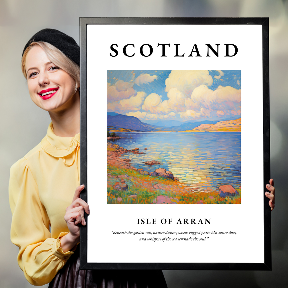 Person holding a poster of Isle of Arran