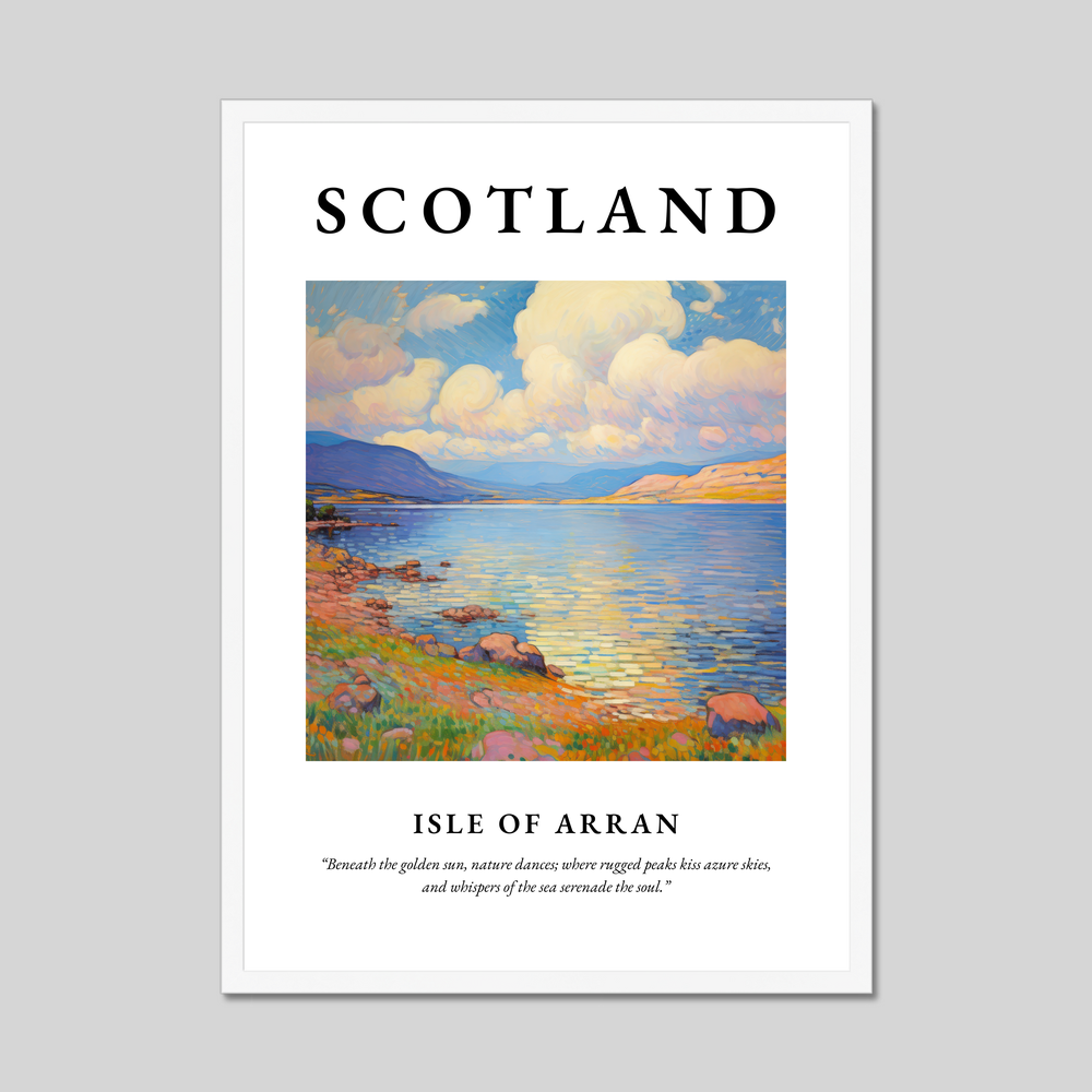 Poster in a white frame with the word Scotland