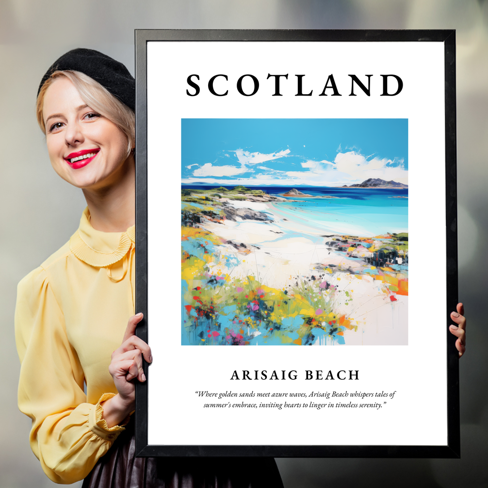 Person holding a poster of Arisaig Beach