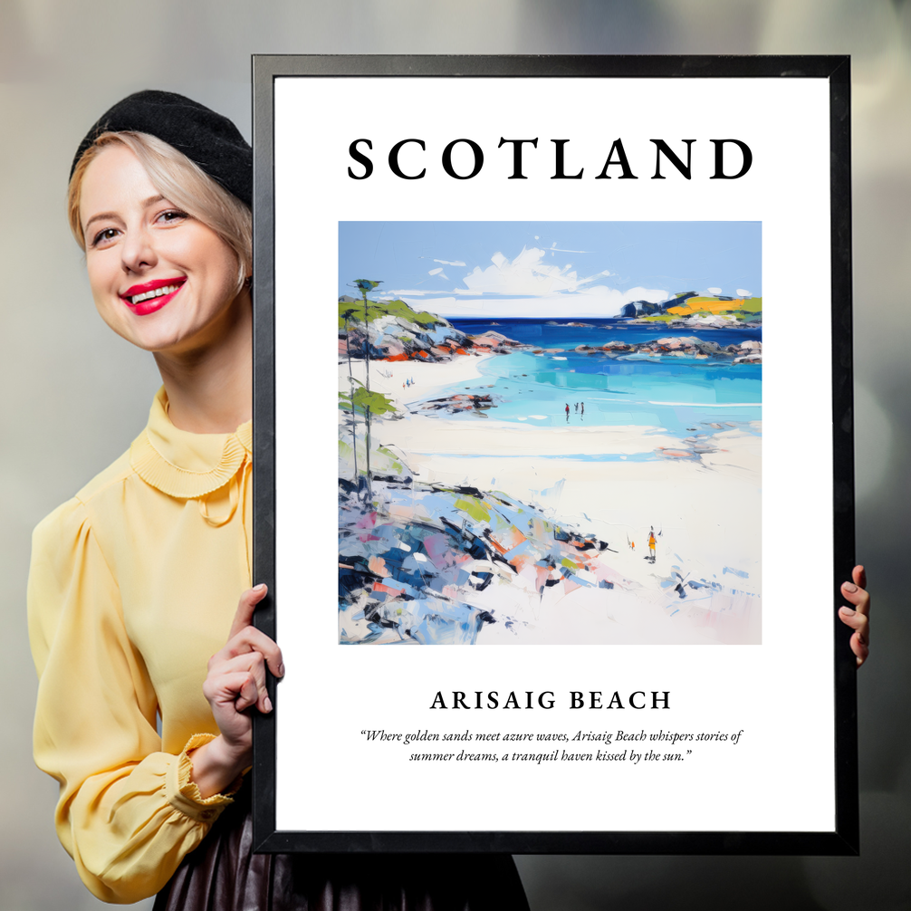 Person holding a poster of Arisaig Beach