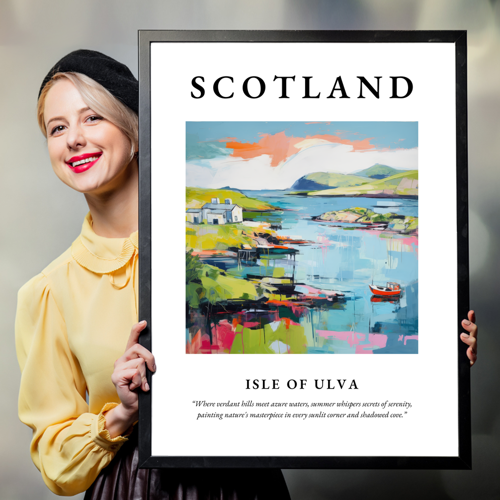 Person holding a poster of Isle of Ulva