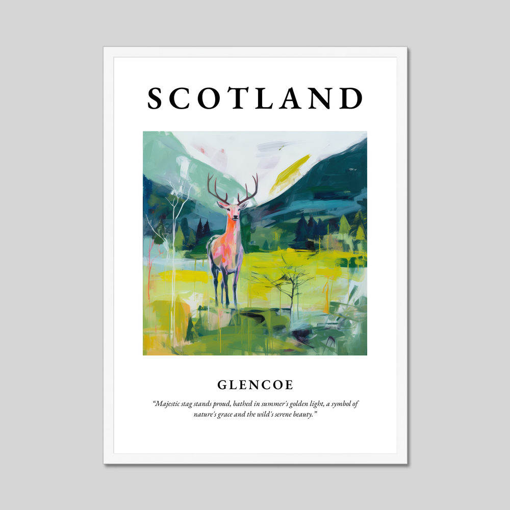 Poster in a white frame with the word Scotland