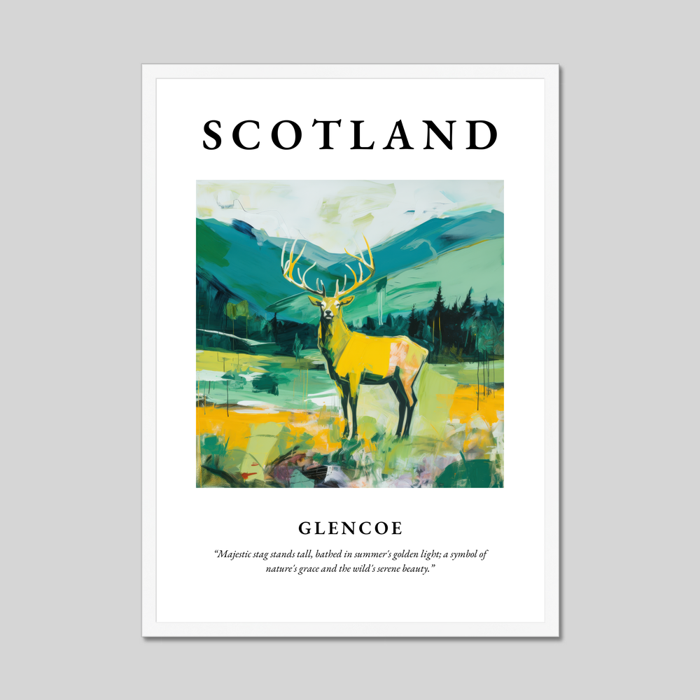 Poster in a white frame with the word Scotland