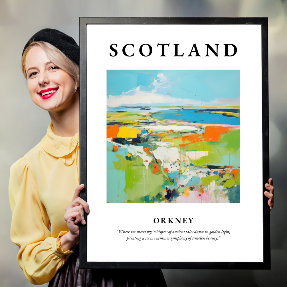 Person holding a poster of Orkney