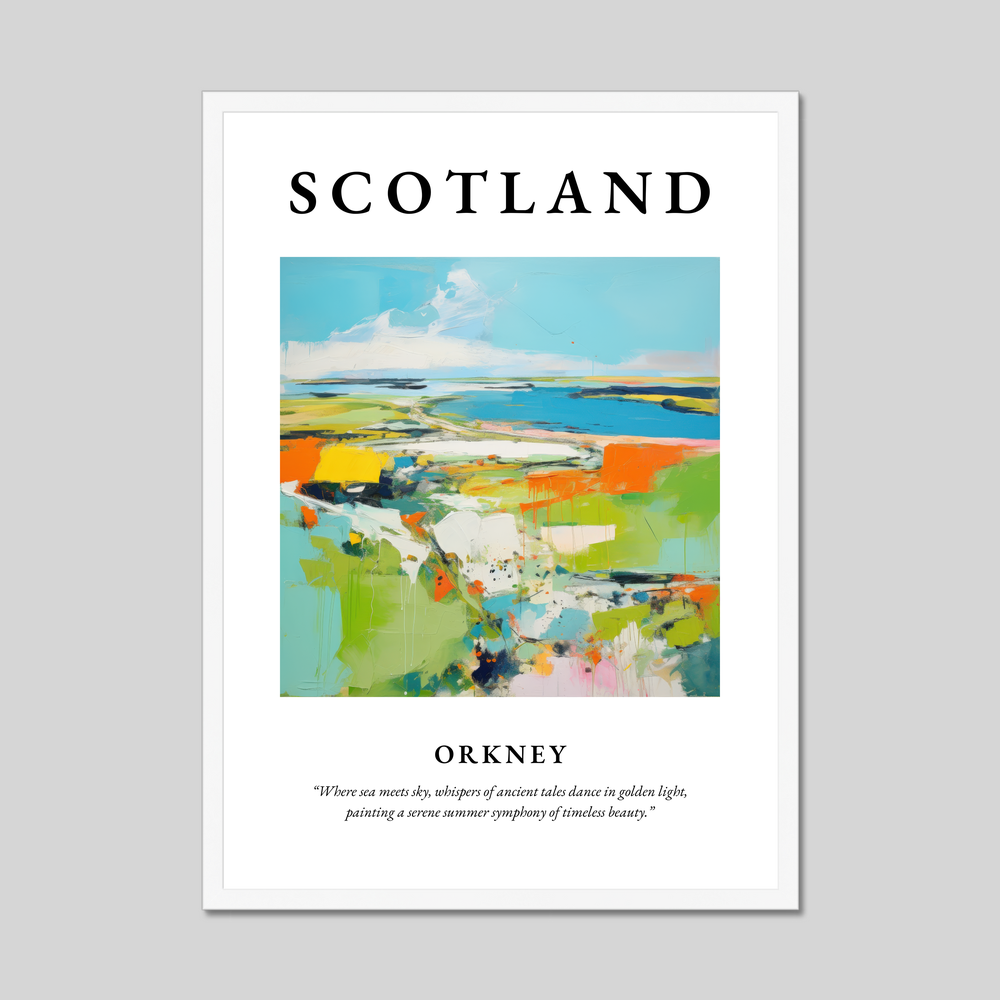 Poster in a white frame with the word Scotland