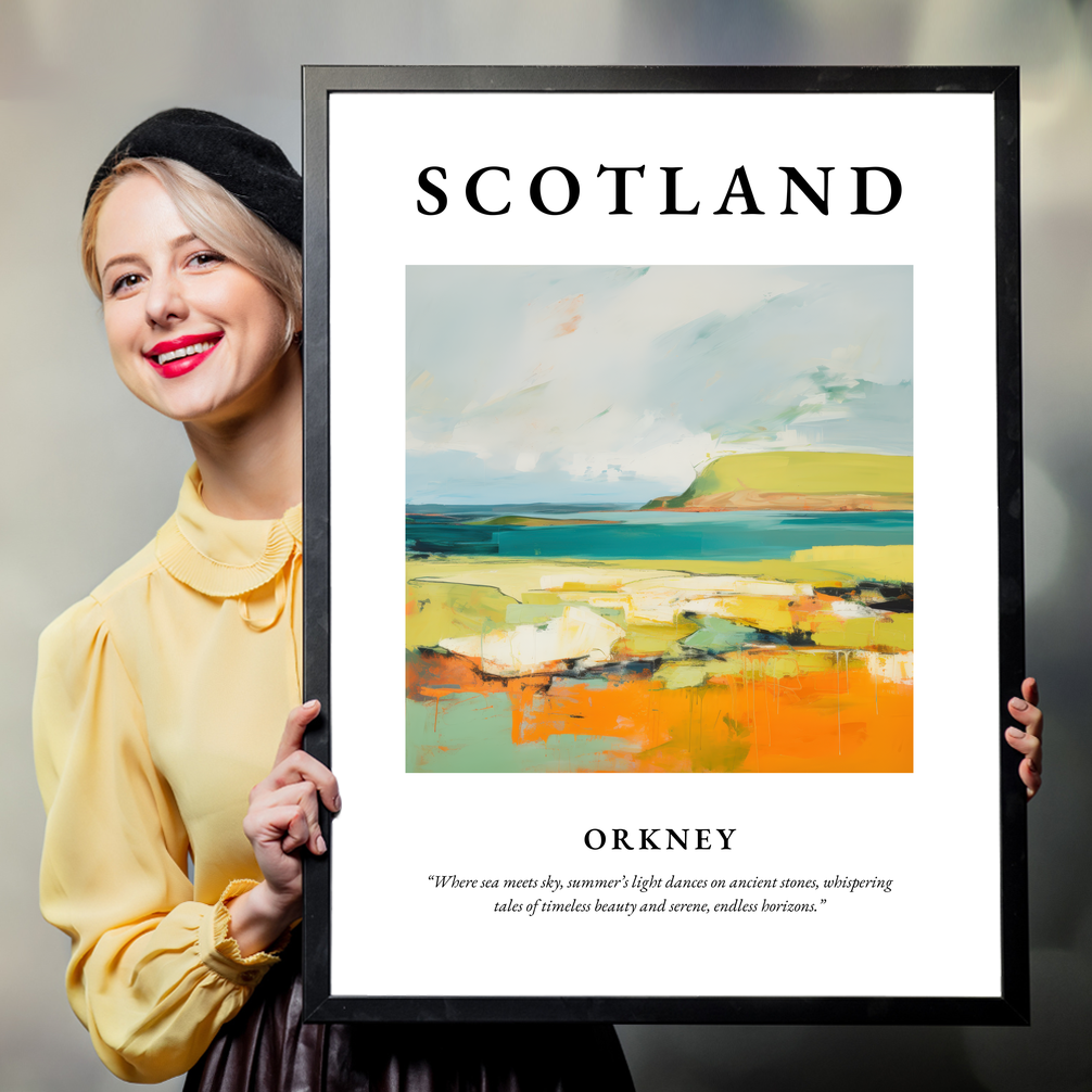 Person holding a poster of Orkney