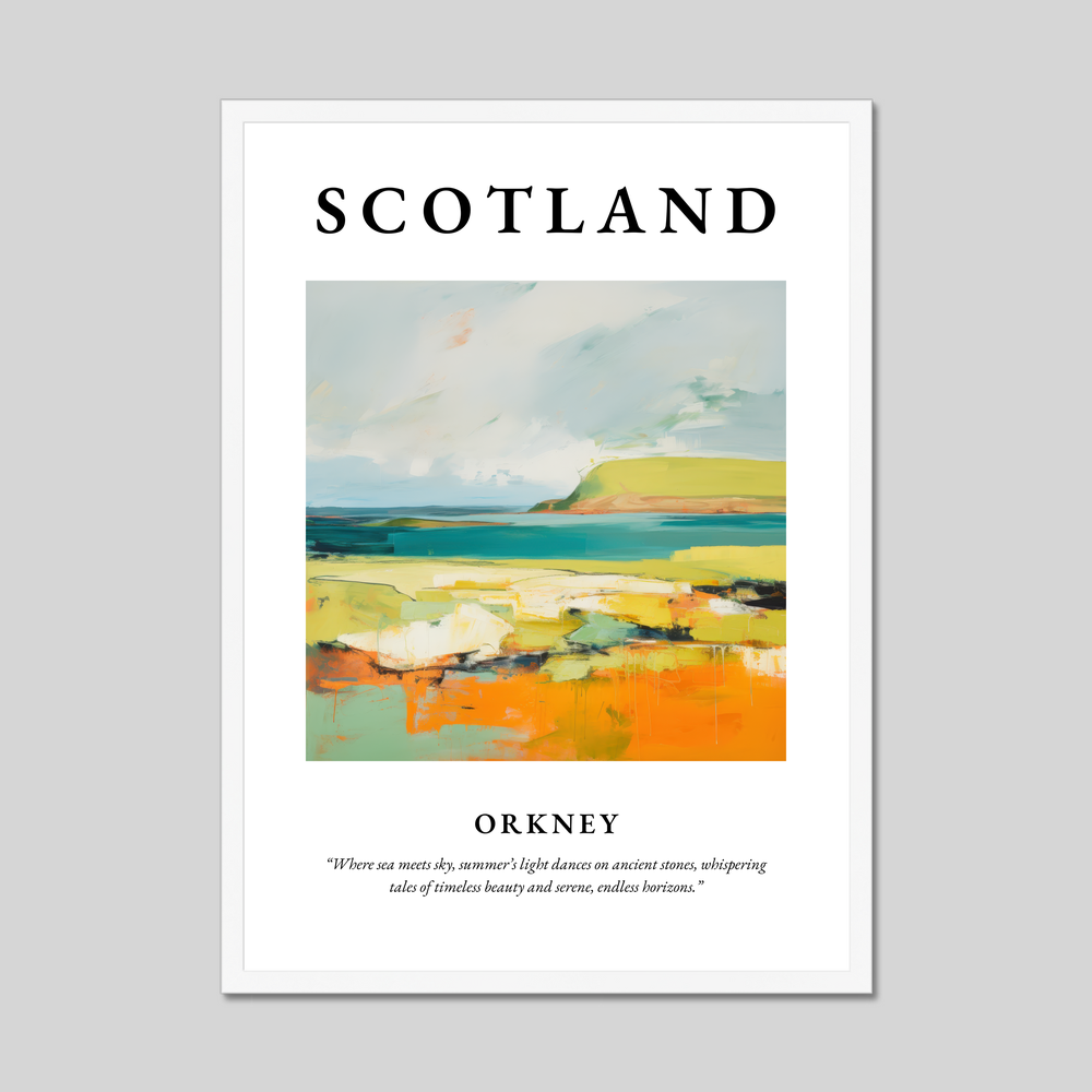 Poster in a white frame with the word Scotland