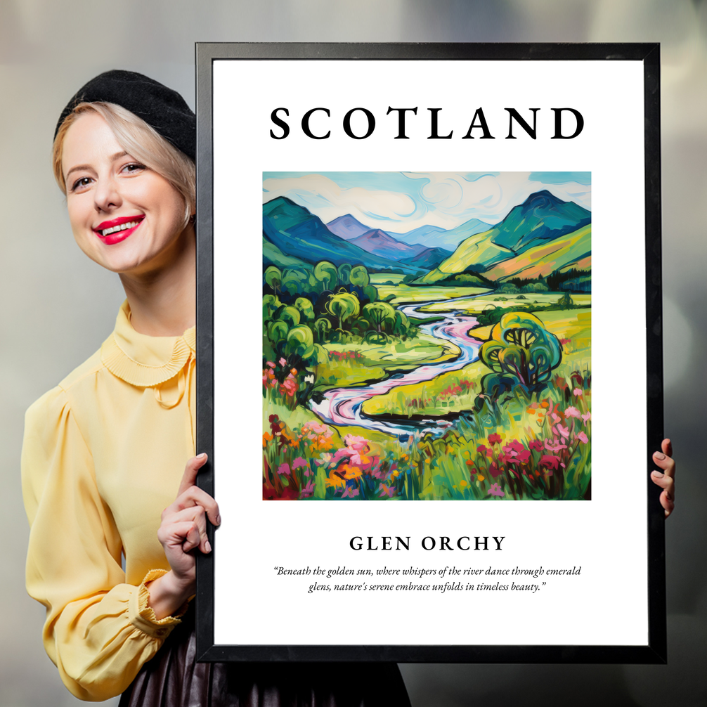 Person holding a poster of Glen Orchy