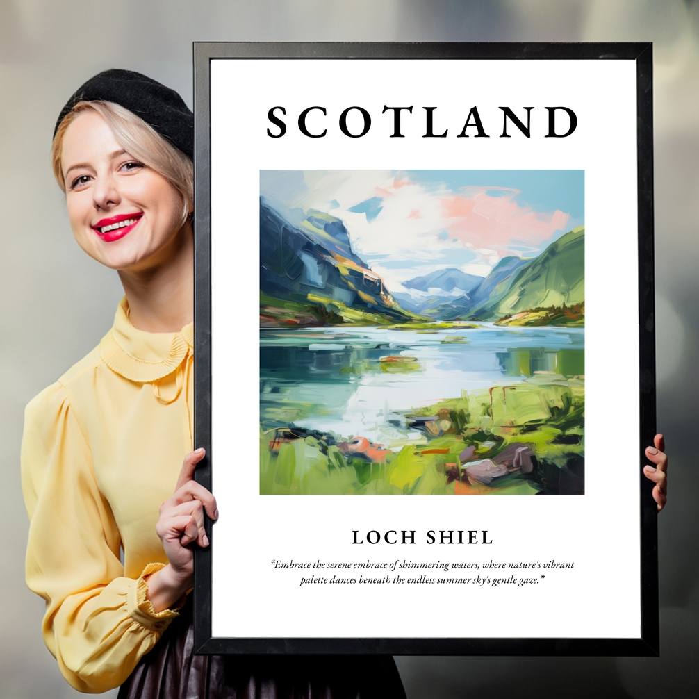 Person holding a poster of Loch Shiel