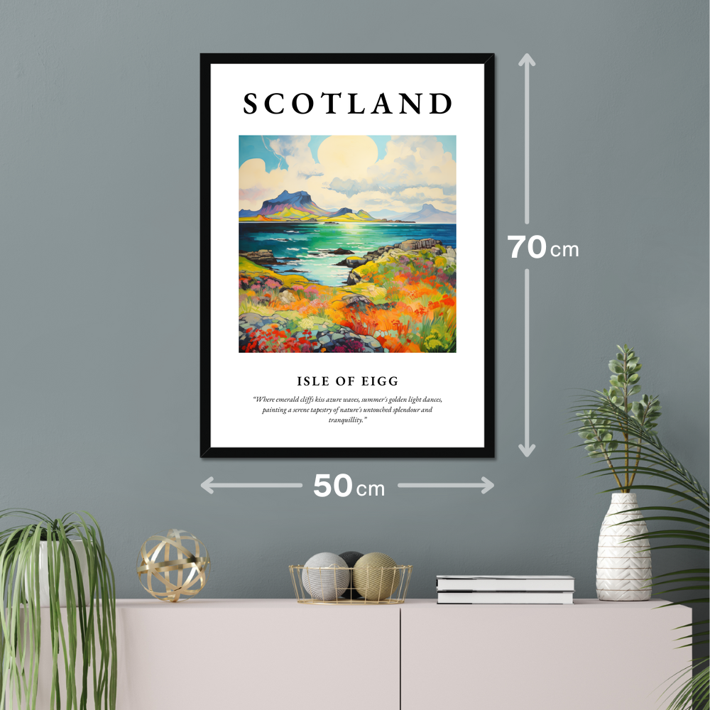 Poster of Isle of Eigg hanging on a wall