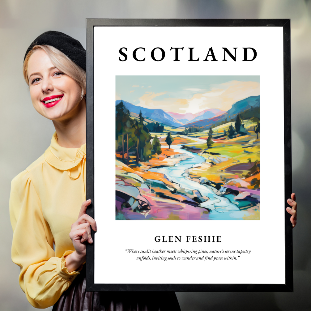 Person holding a poster of Glen Feshie