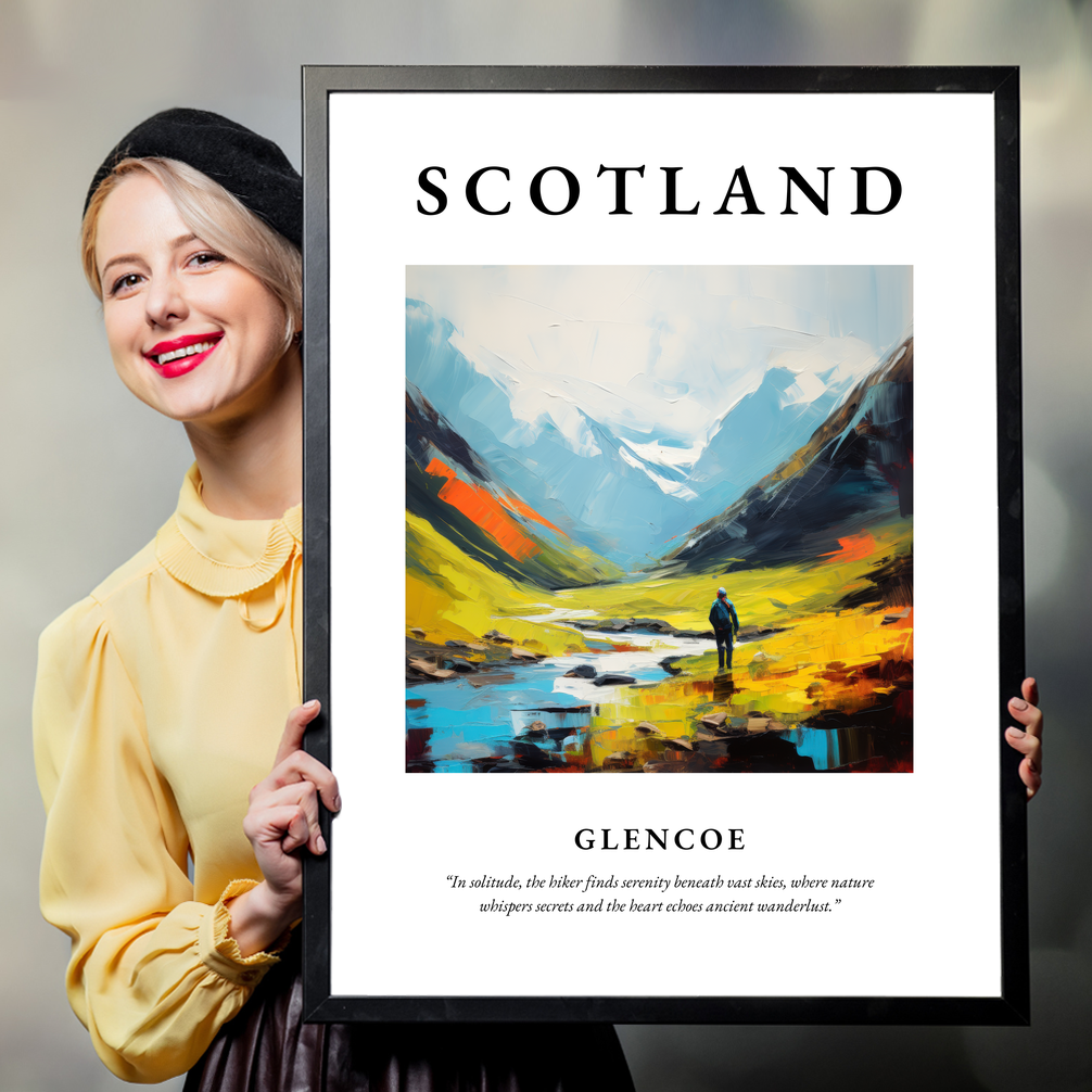 Person holding a poster of Glencoe