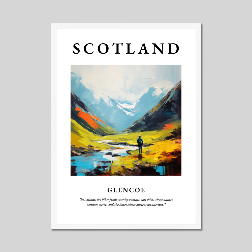 Poster in a white frame with the word Scotland