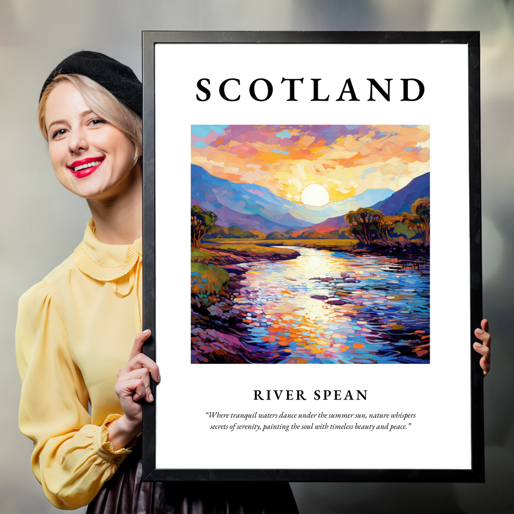 Person holding a poster of River Spean