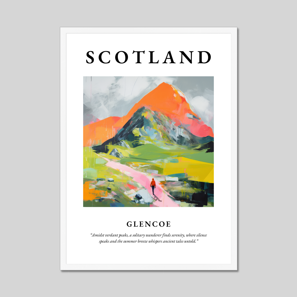 Poster in a white frame with the word Scotland