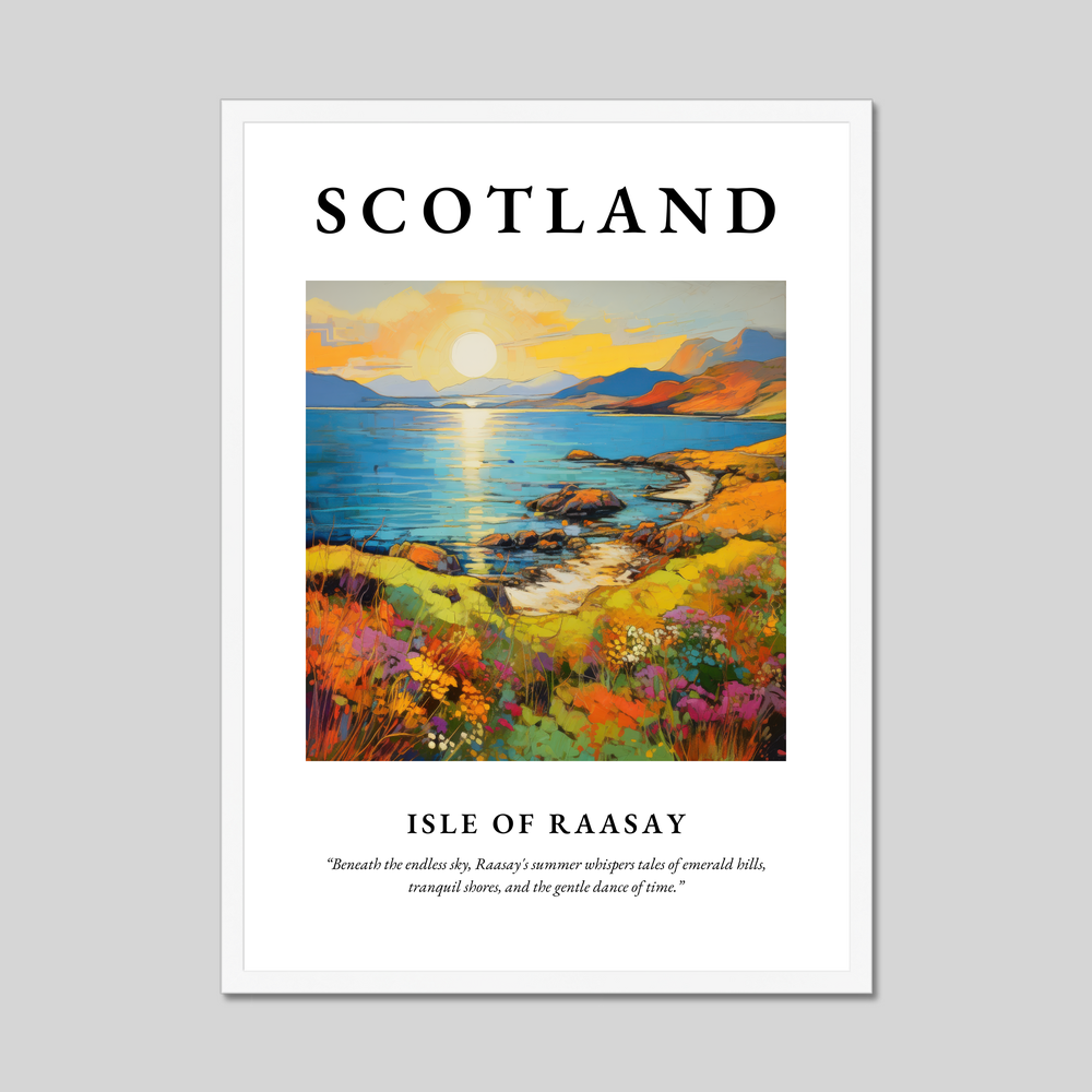 Poster in a white frame with the word Scotland