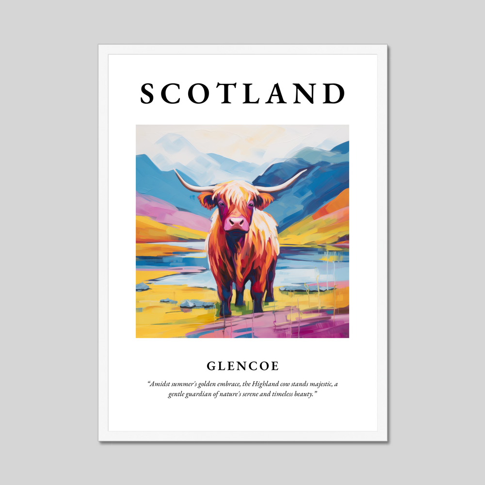 Poster in a white frame with the word Scotland