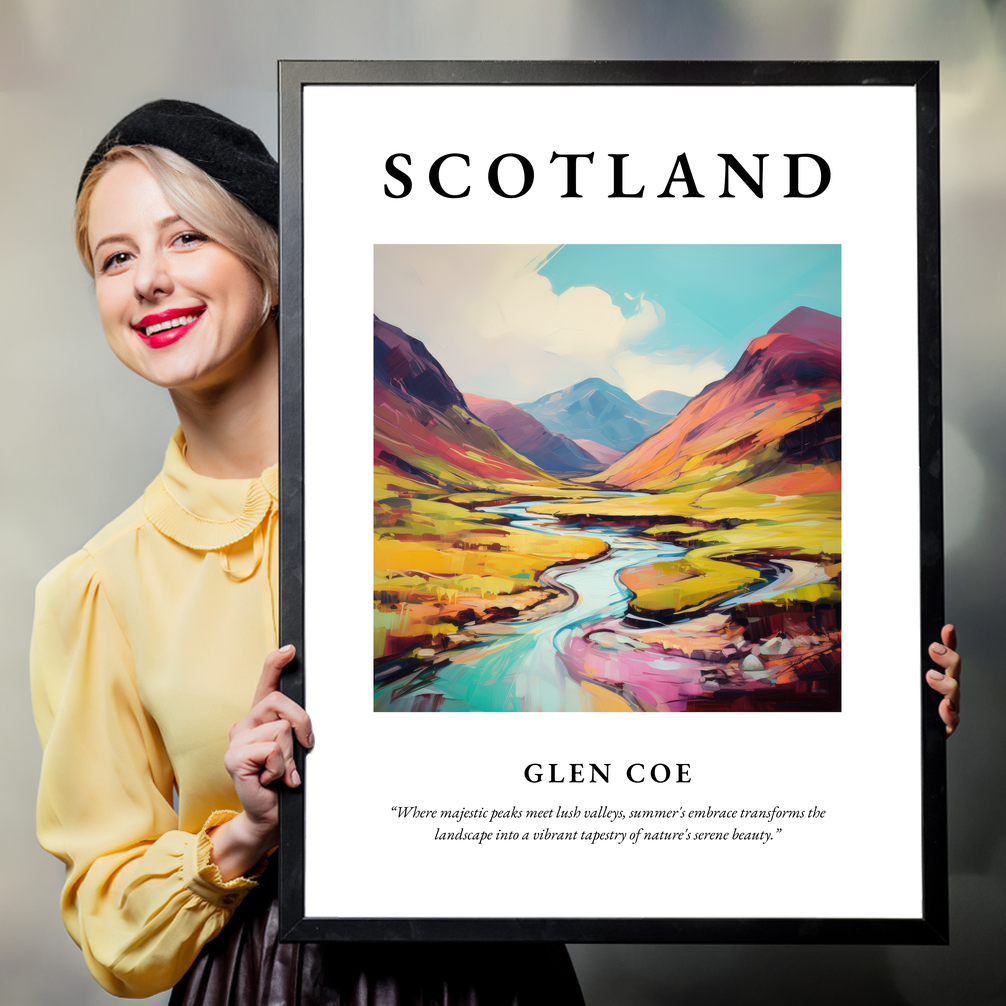 Person holding a poster of Glen Coe