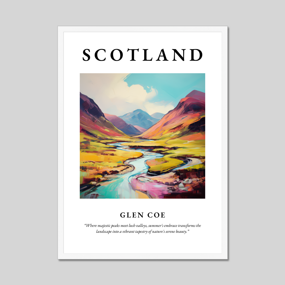 Poster in a white frame with the word Scotland