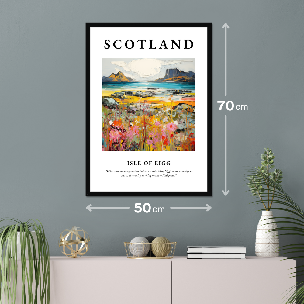 Poster of Isle of Eigg hanging on a wall