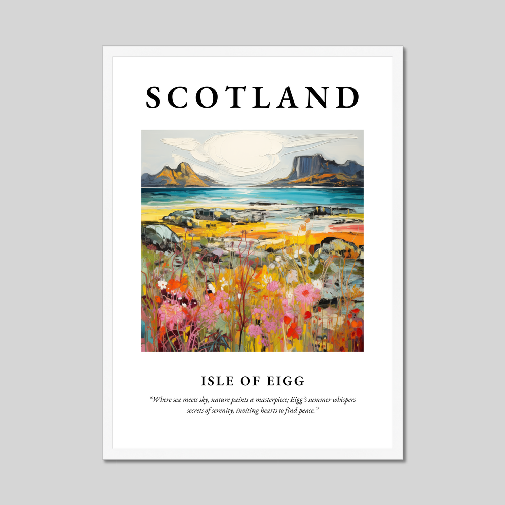 Poster in a white frame with the word Scotland