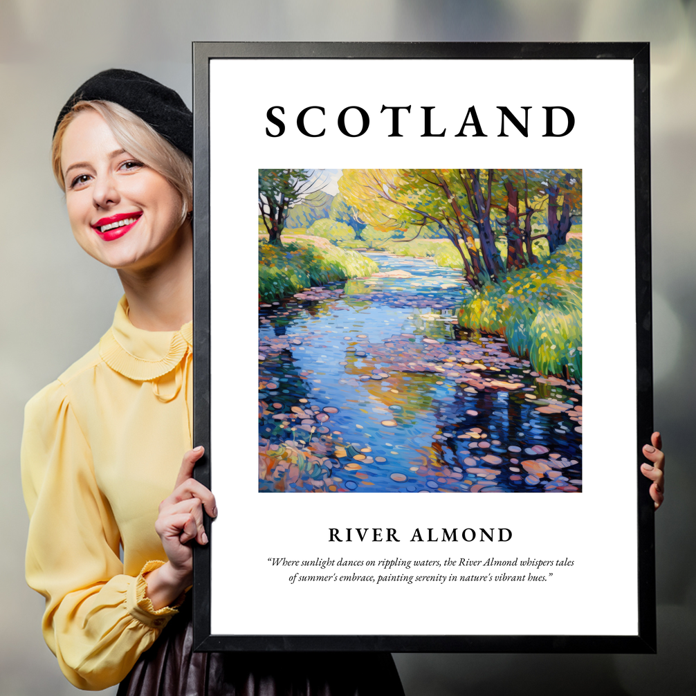 Person holding a poster of River Almond