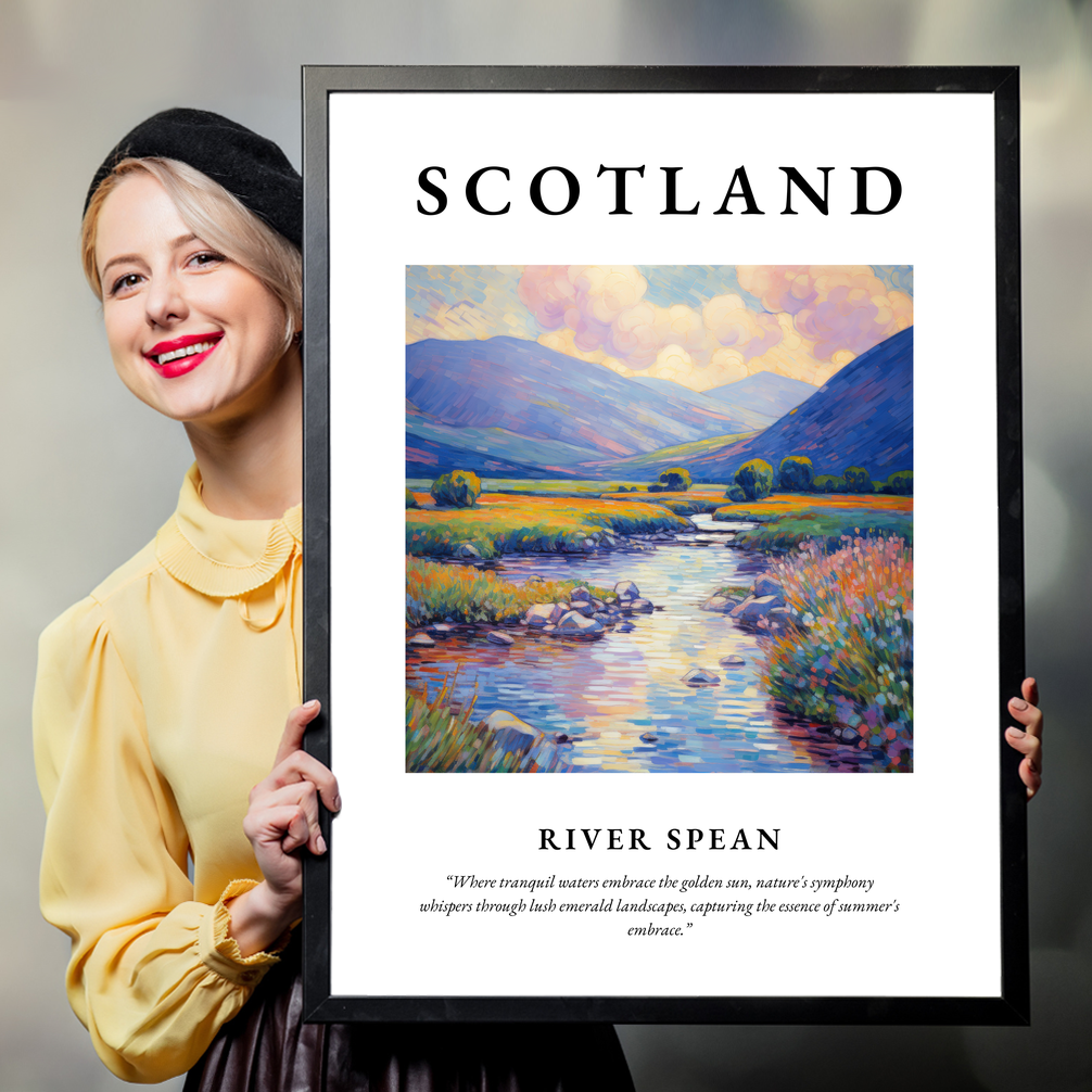 Person holding a poster of River Spean