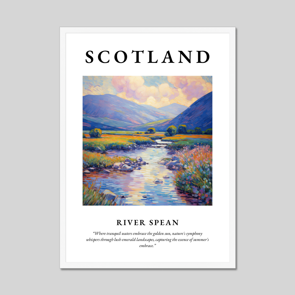 Poster in a white frame with the word Scotland