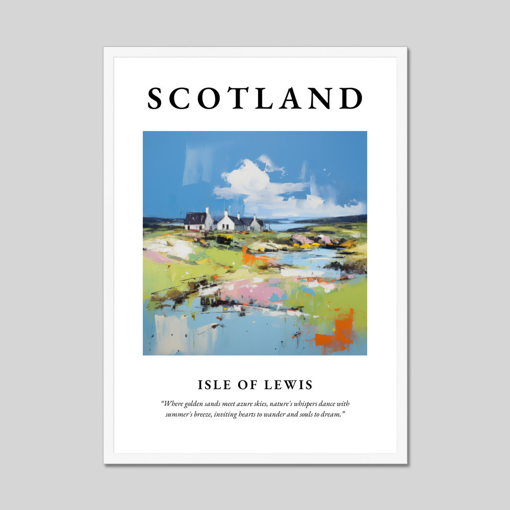 Poster in a white frame with the word Scotland