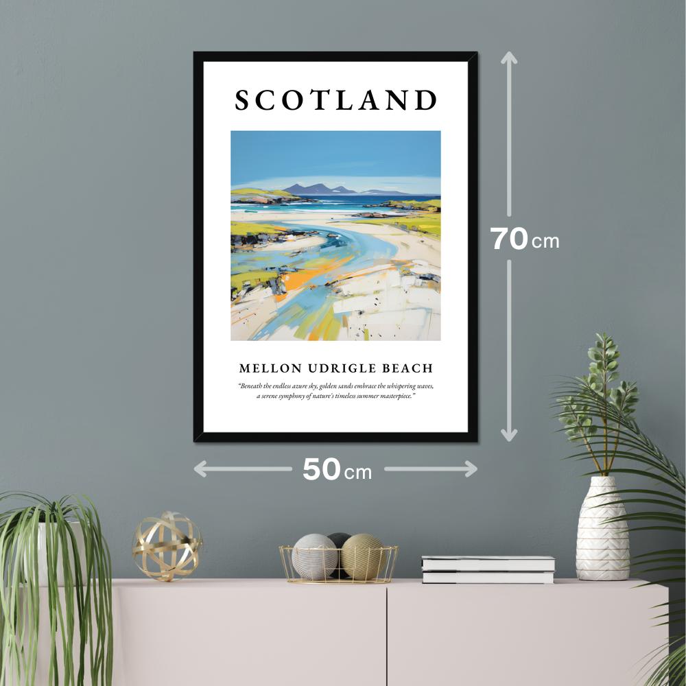 Poster of Mellon Udrigle Beach hanging on a wall