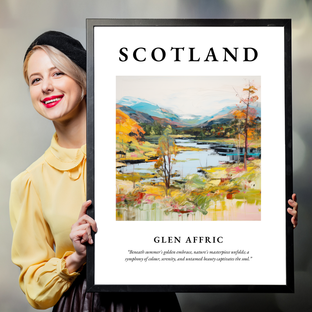 Person holding a poster of Glen Affric