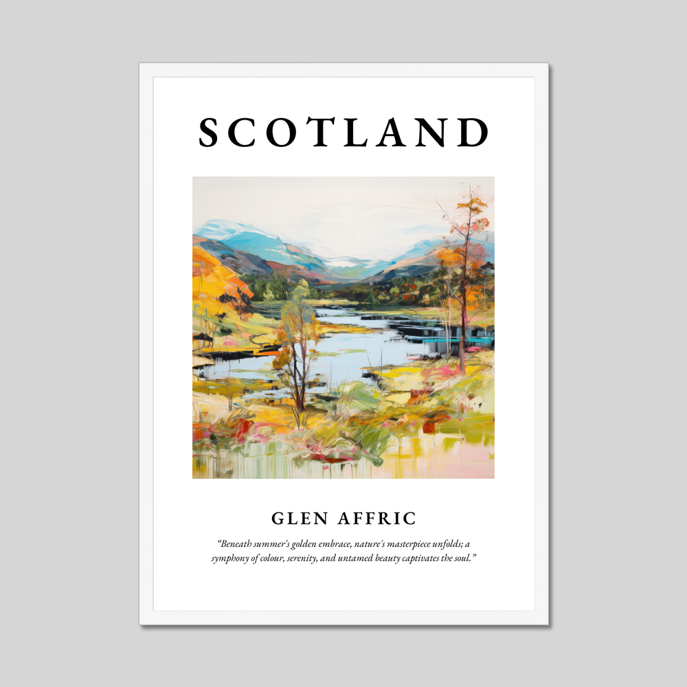 Poster in a white frame with the word Scotland