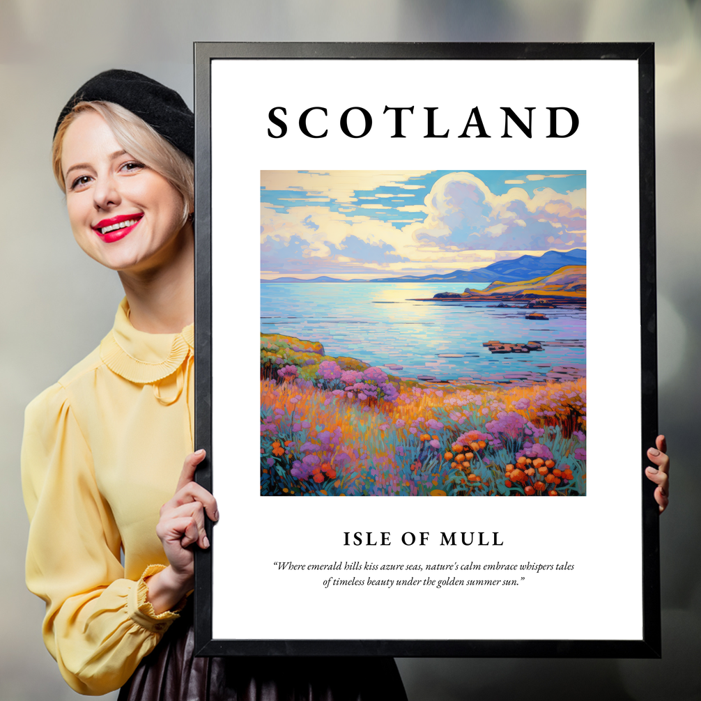 Person holding a poster of Isle of Mull