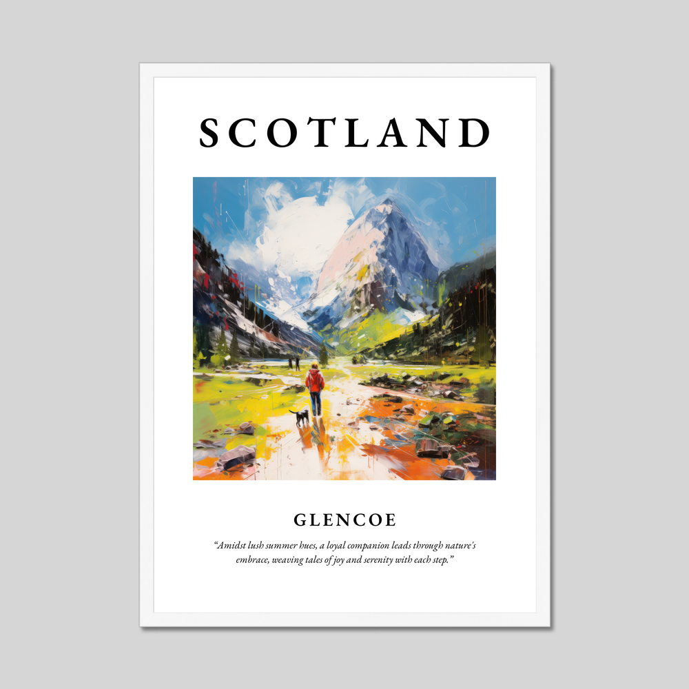 Poster in a white frame with the word Scotland