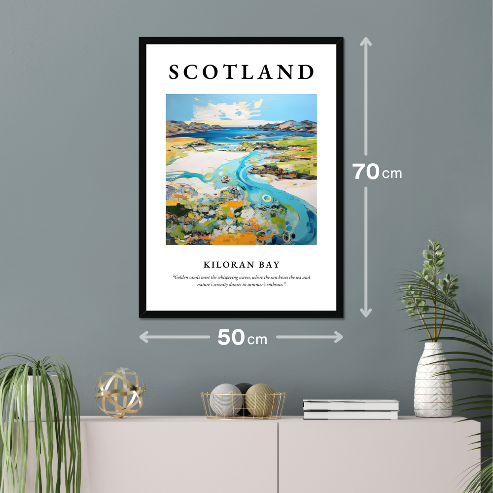 Poster of Kiloran Bay hanging on a wall