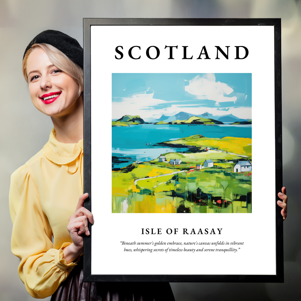 Person holding a poster of Isle of Raasay