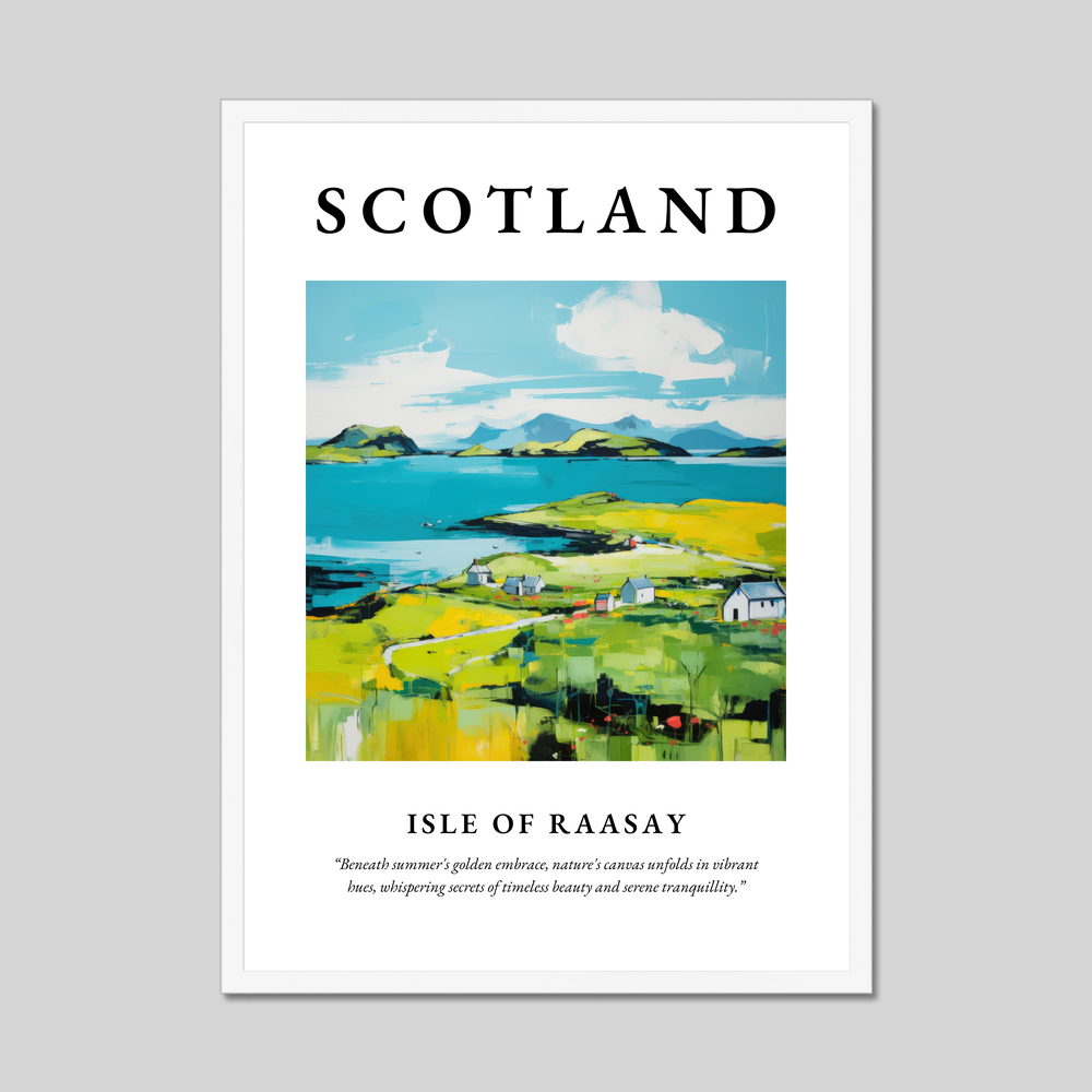 Poster in a white frame with the word Scotland