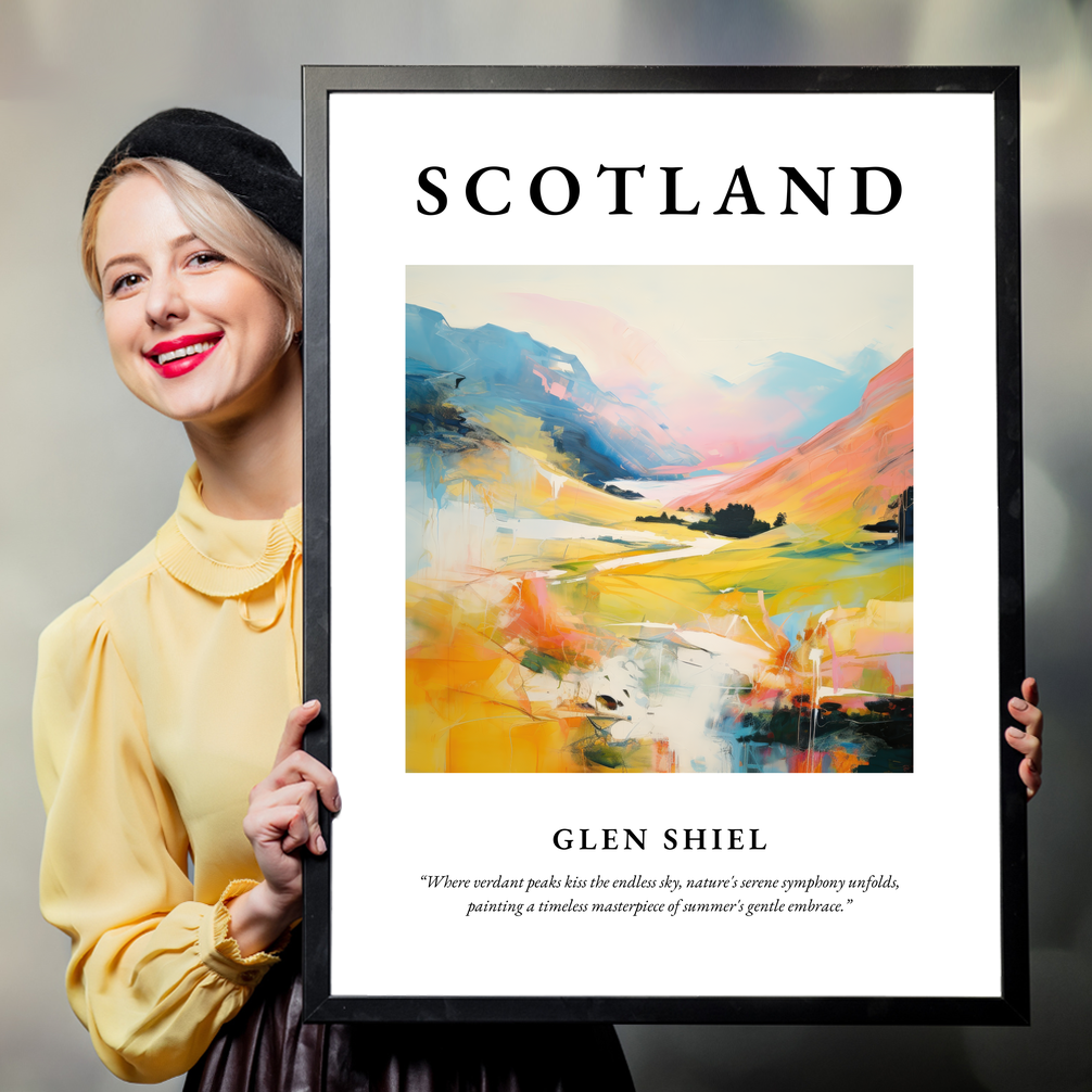 Person holding a poster of Glen Shiel