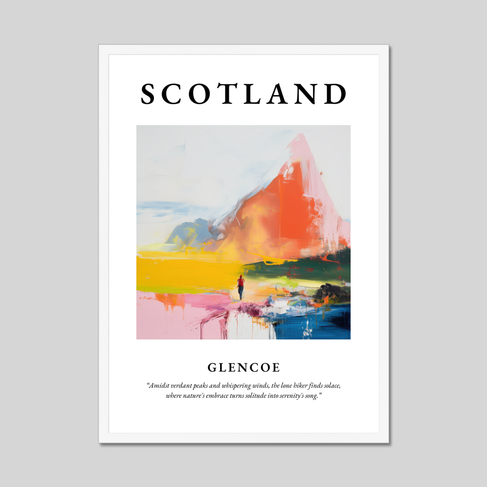 Poster in a white frame with the word Scotland