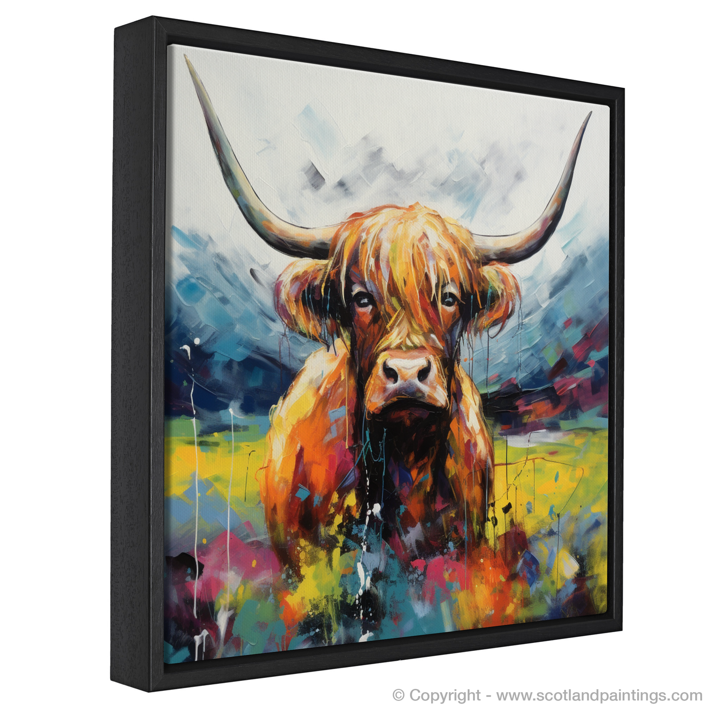 Highland Summer Symphony: An Abstract Highland Cow in Glencoe